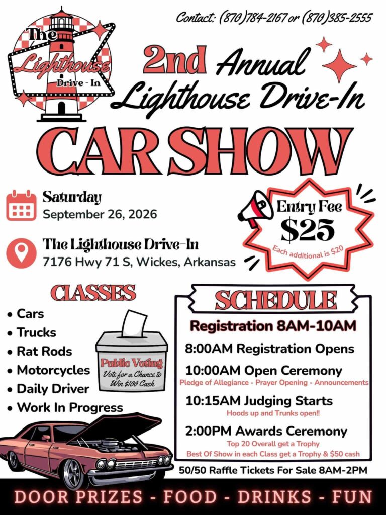 2nd Annual Lighthouse Drive-In Car Show car show in Wickes, AR