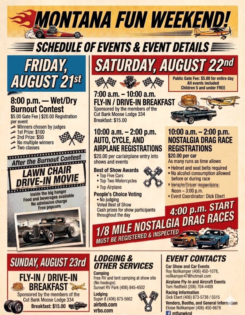 Montana Fun Weekend event at Cut Bank International Airport in Cut Bank, MT on August 21, 2026