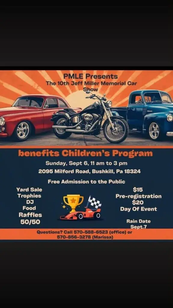 10th Jeff Miller Memorial Car Show event at 2095 Milford Road in Bushkill, PA on September 6, 2026