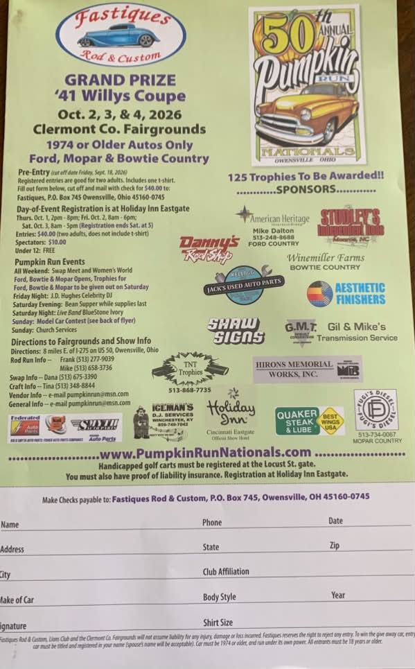 50th Annual Pumpkin Run Nationals event at Clermont County Fairgrounds in Owensville, OH on October 2, 2026