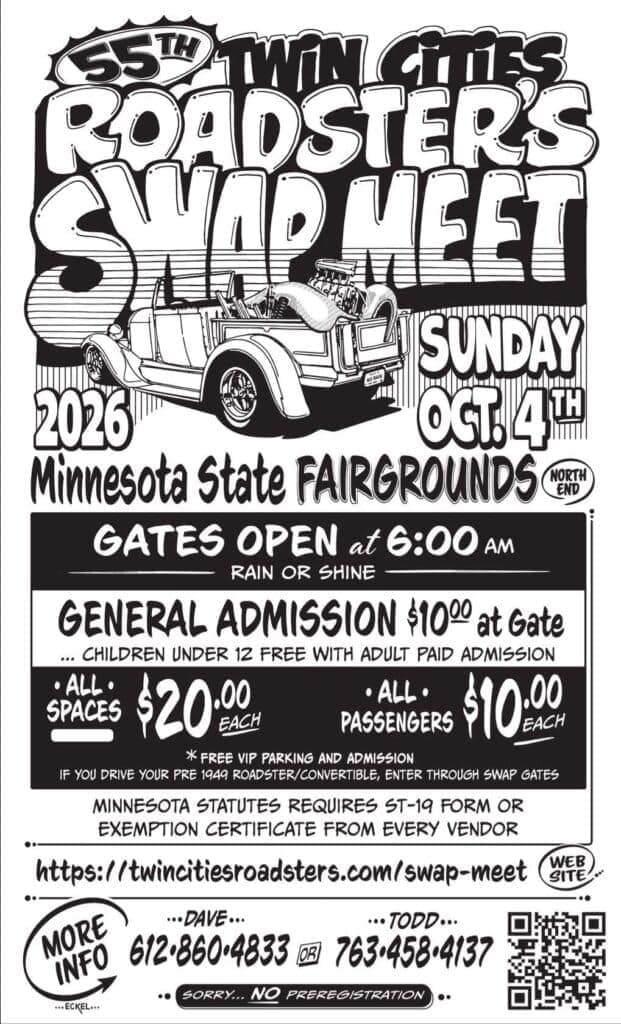 55th Twin Cities Roadsters Swap Meet event at Minnesota State Fairgrounds in St. Paul, MN on October 4, 2026