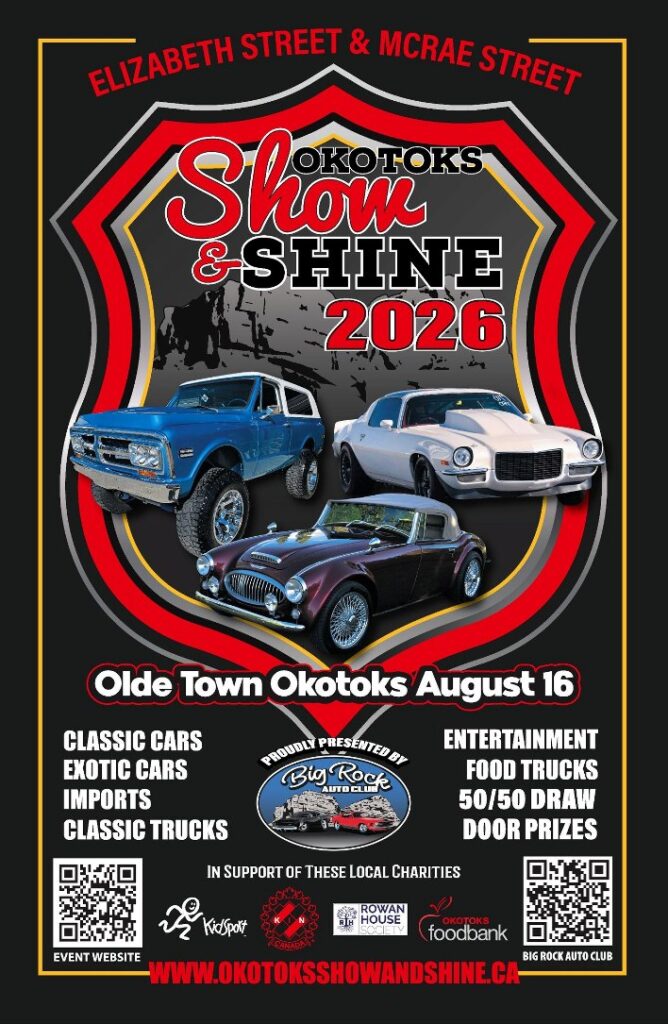 Okotoks Show & Shine event at Olde Town Okotoks in Okotoks, AB on August 16, 2026