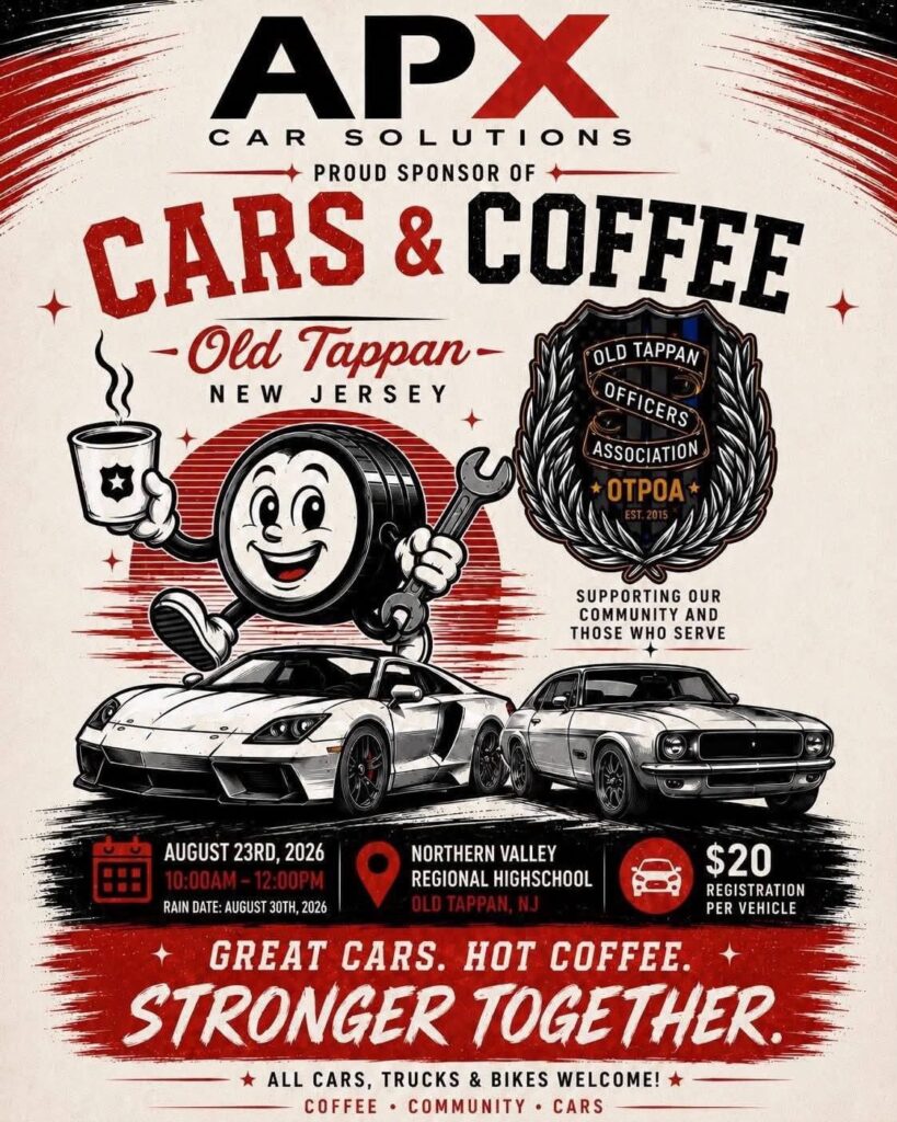 Cars & Coffee event at Northern Valley Regional High School in Old Tappan, NJ on August 23, 2026