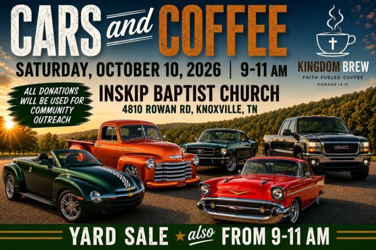 Cars and Coffee at Inskip Baptist Church car show in Knoxville, TN