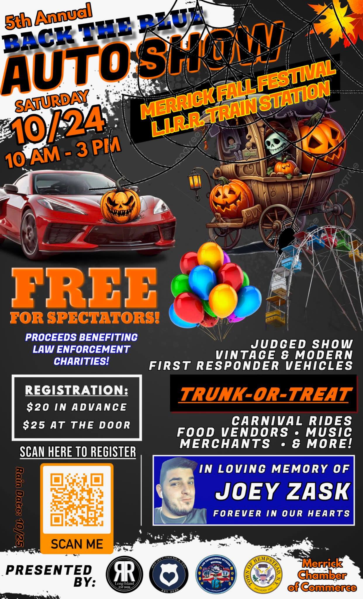 5th Annual Back the Blue Auto Show event at L.I.R.R. Train Station in Merrick, NY on October 24, 2026