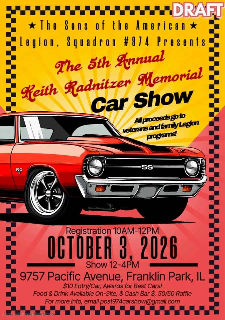 5th Annual Keith Radnitzer Memorial Car Show event at 9757 Pacific Avenue in Franklin Park, IL on October 3, 2026