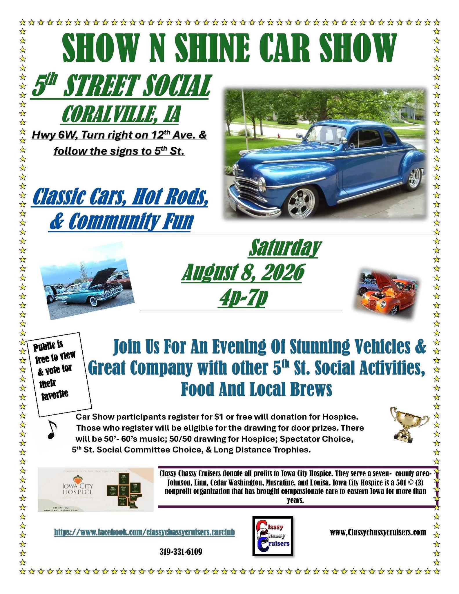 5th Street Social Show N Shine Car Show event at 5th Street Social in Coralville, IA on August 8, 2026