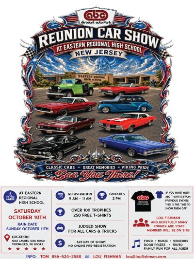 61st Reunion Car Show event at Eastern Regional High School in Voorhees, NJ on October 10, 2026