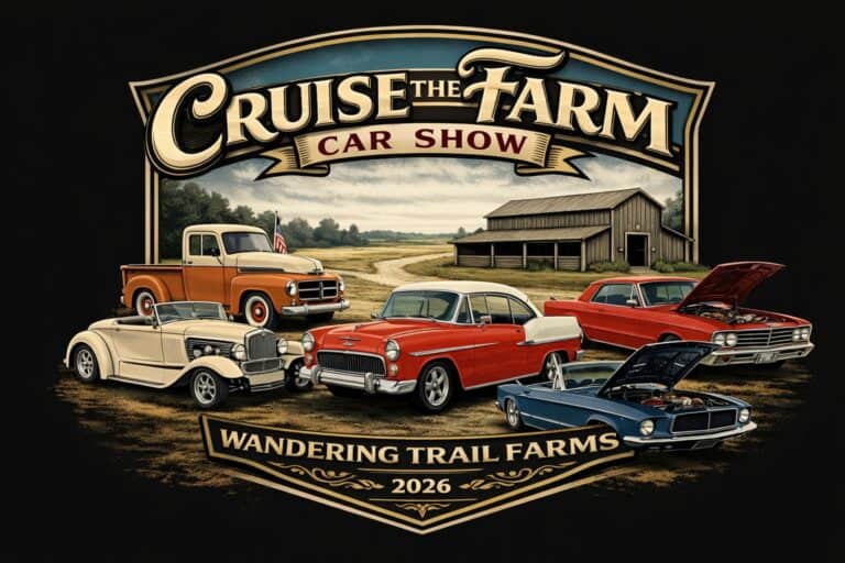 Cruise the Farm Car Show at Wandering Trail Farms car show in Cleveland, OK