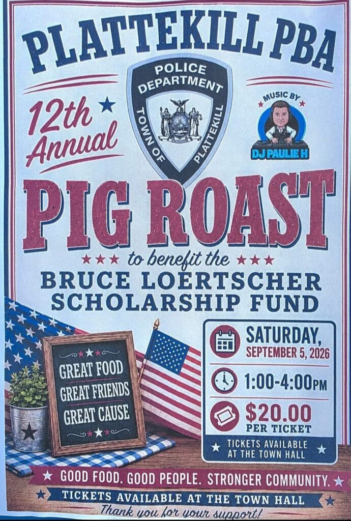 Plattekill PBA 12th Annual Pig Roast event at Thomas Felten Park in Plattekill, NY on September 5, 2026