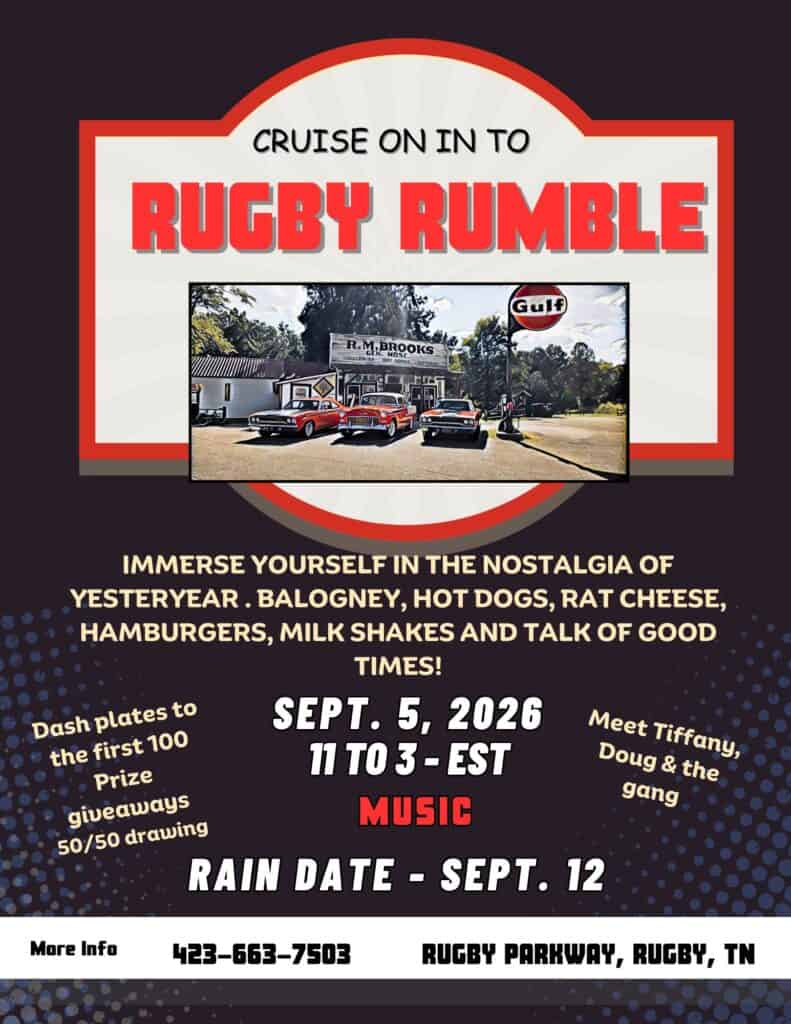 Rugby Rumble event at 2830 Rugby Pkwy in Rugby, TN on September 5, 2026
