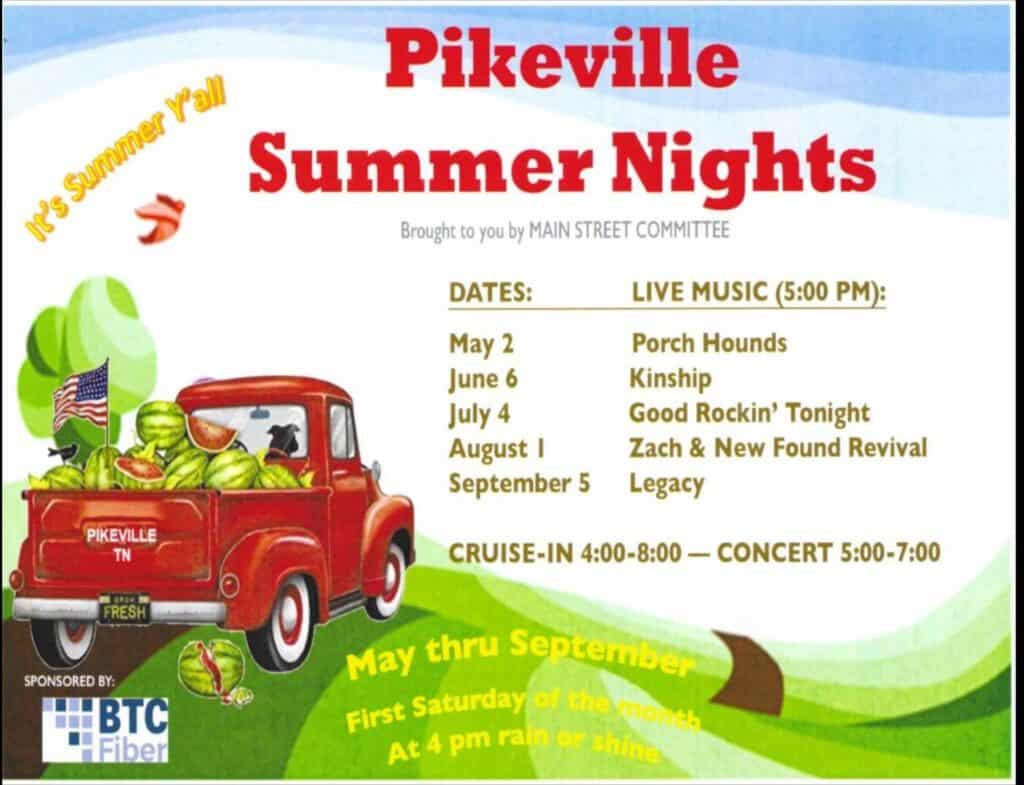 Pikeville Summer Nights event at Pikeville Main Street Stage in Pikeville, TN on September 5, 2026