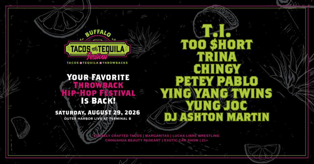 Tacos and Tequila Festival: Buffalo event at Outer Harbor Live at Terminal B in Buffalo, NY on August 29, 2026