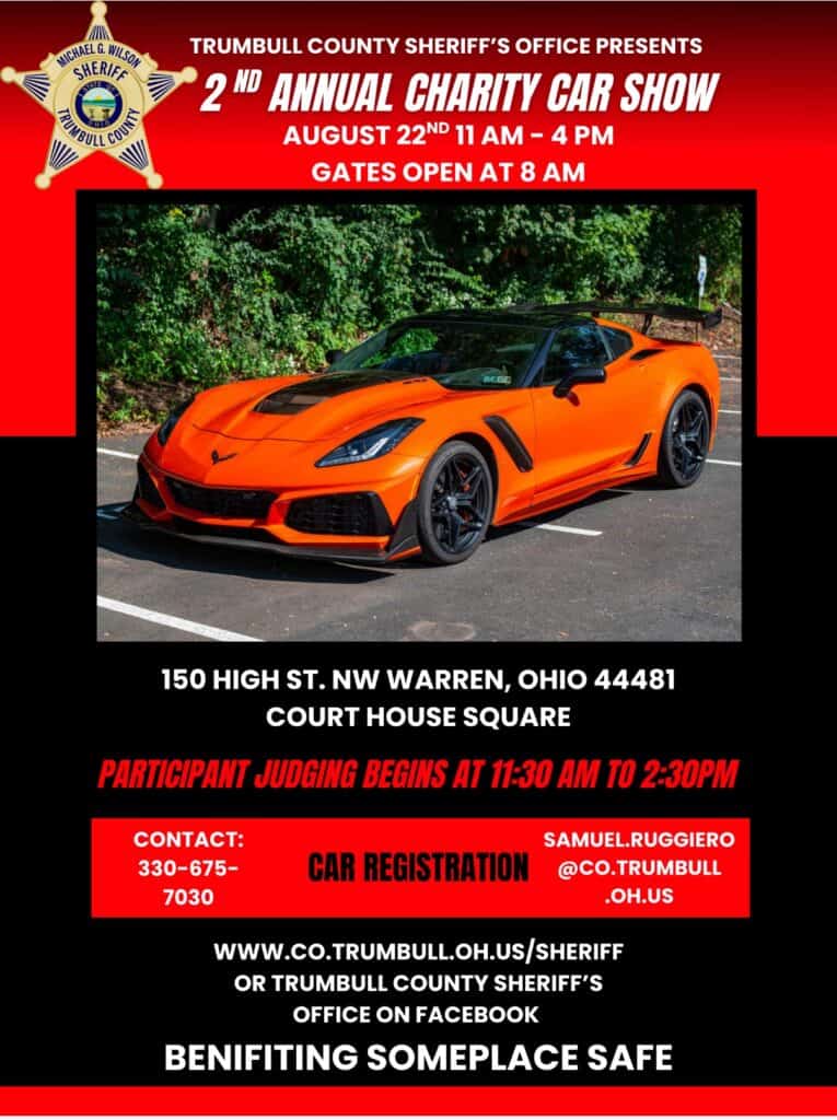 Trumbull County Sheriff's Annual Car Show event at Courthouse Square in Warren, OH on August 22, 2026