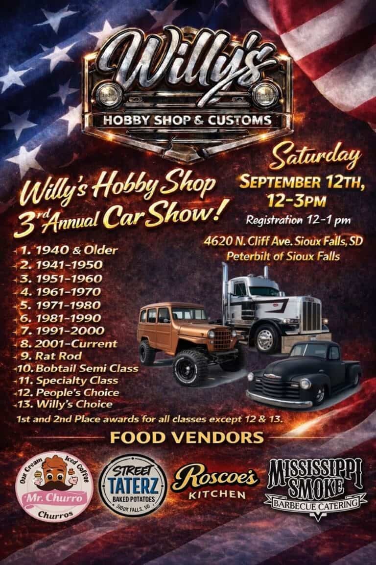 Willy’s Hobby Shop 3rd Annual Car Show car show in Sioux Falls, SD