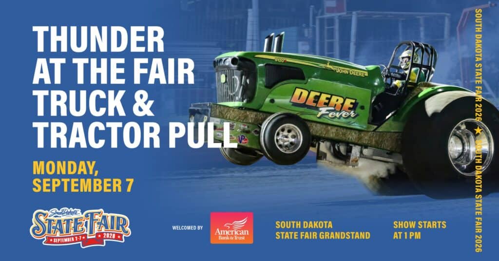 Thunder at the Fair Truck and Tractor Pull event at South Dakota State Fair Grandstand in Huron, SD on September 7, 2026