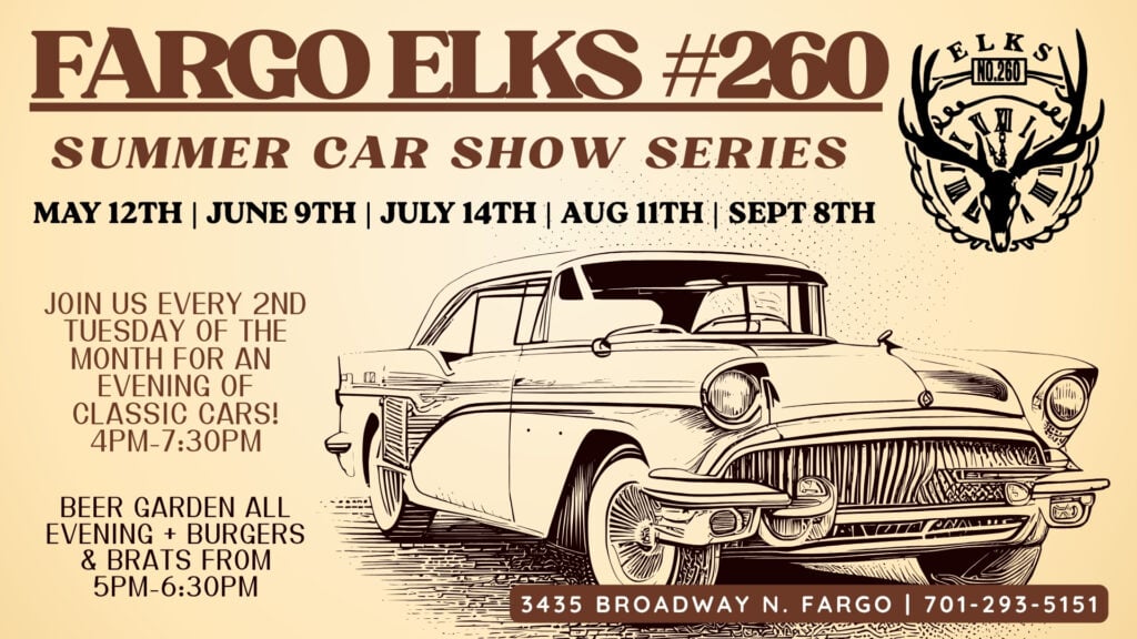 Fargo Elks Summer Car Show Series event at Fargo Elks #260 in Fargo, ND on September 8, 2026