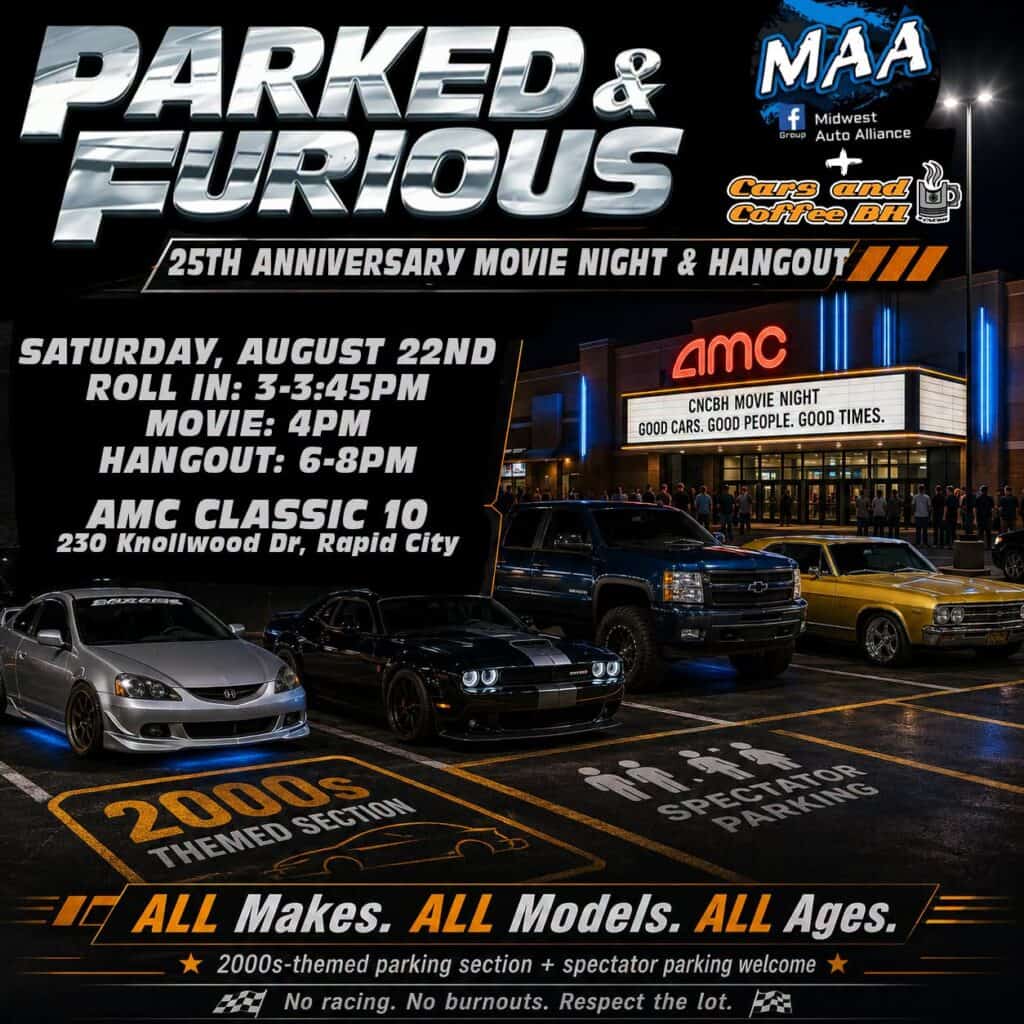 Parked & Furious 25th Anniversary Movie Night & Hangout event at AMC Classic 10 in Rapid City, SD on August 22, 2026