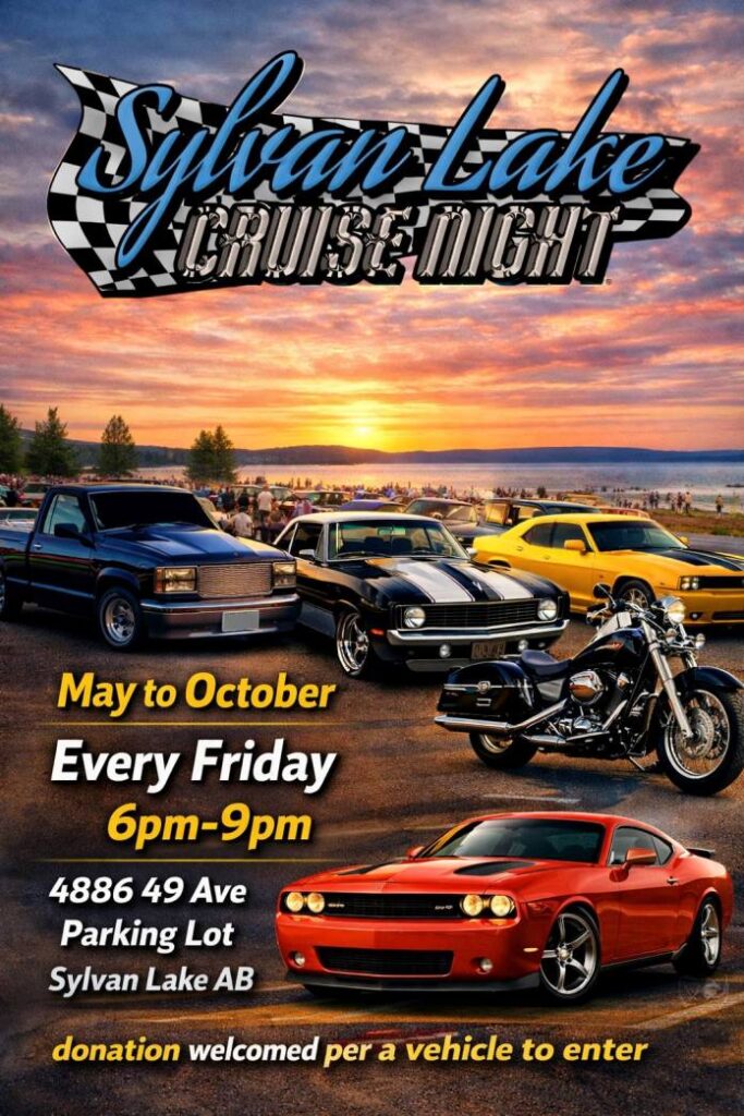 Sylvan Lake Cruise Night event at 4886 49 Ave in Sylvan Lake, AB on August 14, 2026
