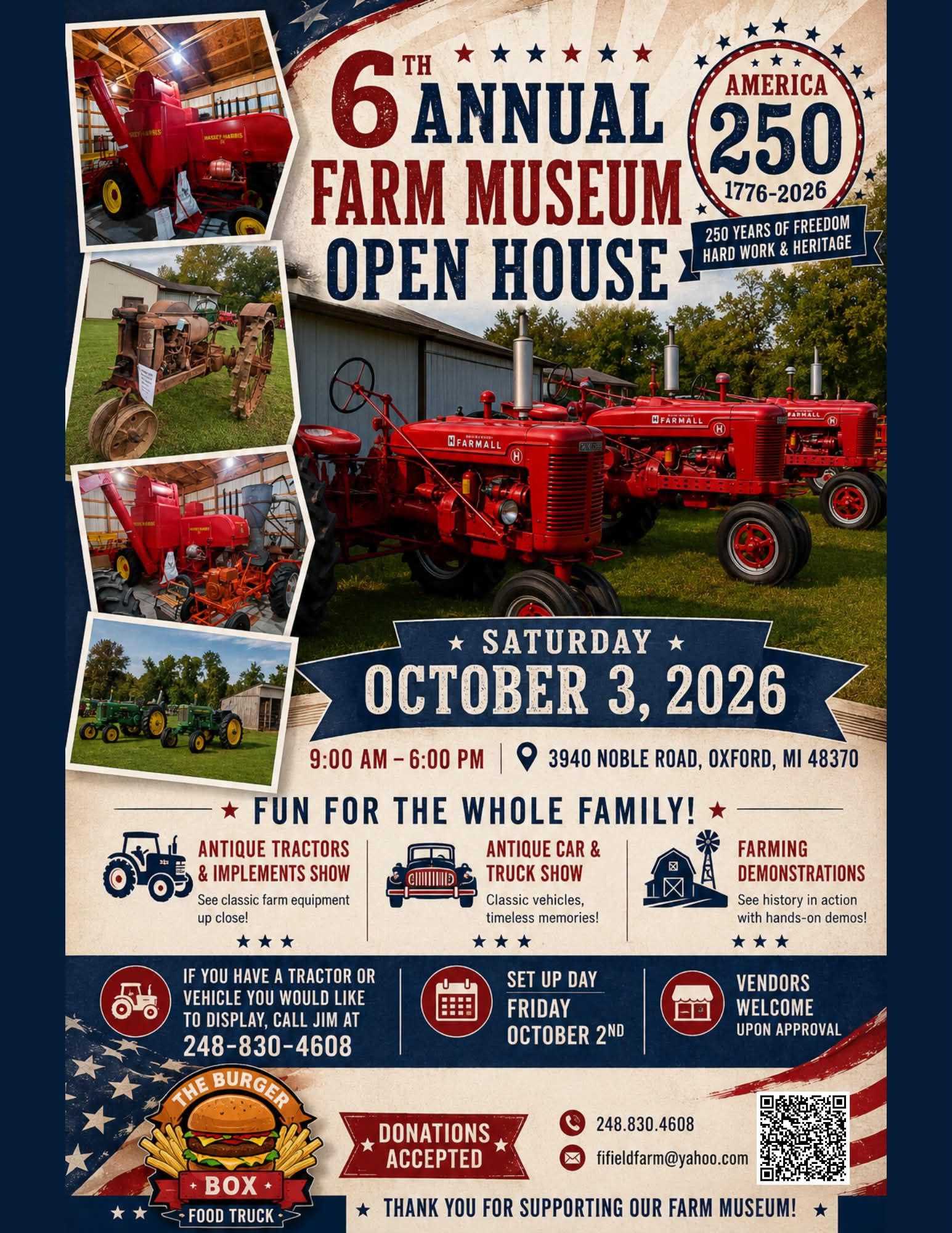 6th Annual Farm Museum Open House event at Farm Museum in Oxford, MI on October 3, 2026