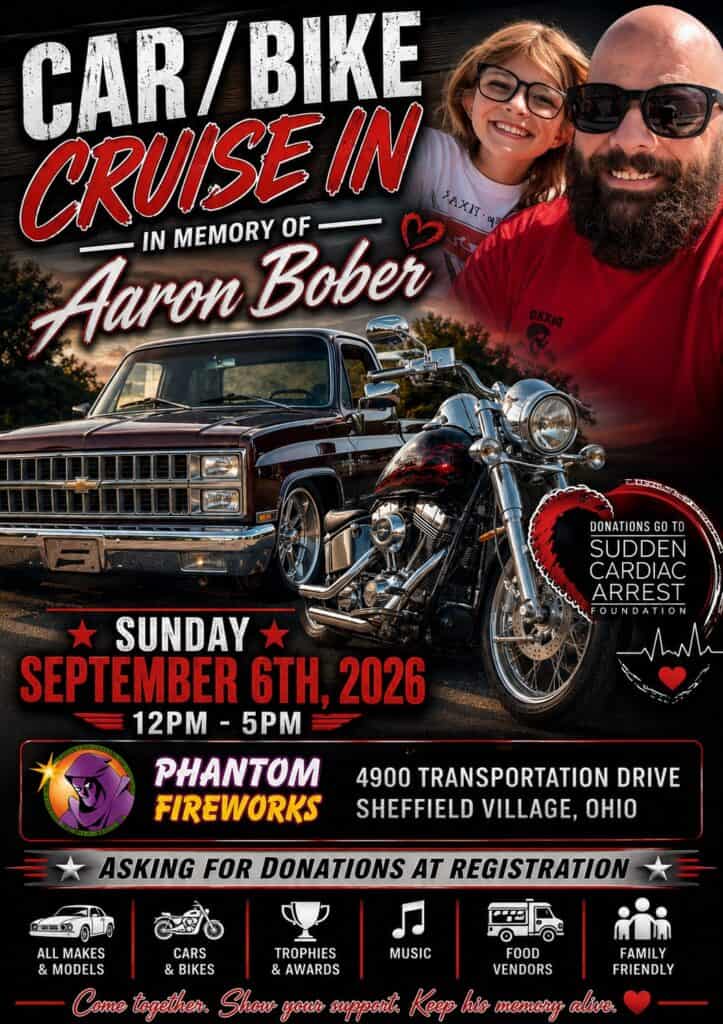 Car/Bike Cruise in - in Memory of Aaron Bober event at Phantom Fireworks in Sheffield, OH on September 6, 2026