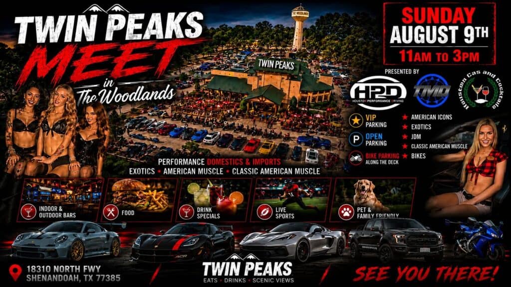 HPD Twin Peaks Meet in the Woodlands event at Twin Peaks in Shenandoah, TX on August 9, 2026