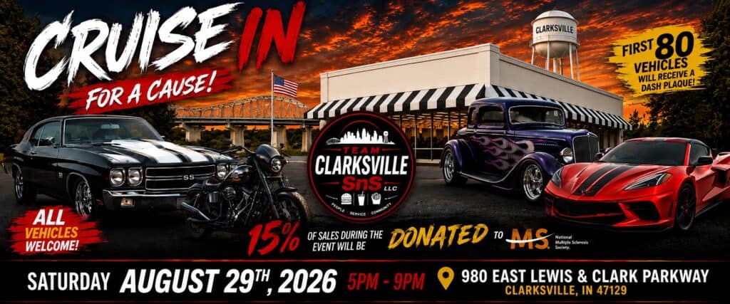 Cruise in for a Cause - Multiple Sclerosis event at 980 East Lewis & Clark Parkway in Clarksville, IN on August 29, 2026