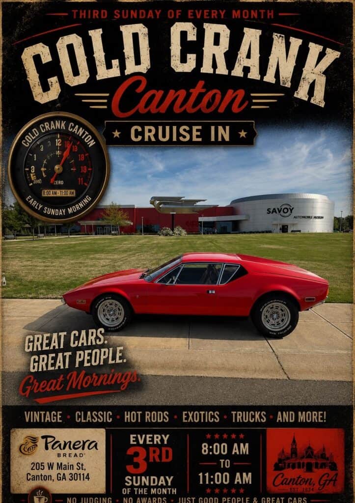 Cold Crank Canton Cruise In event at Savoy Automobile Museum in Canton, GA on August 16, 2026