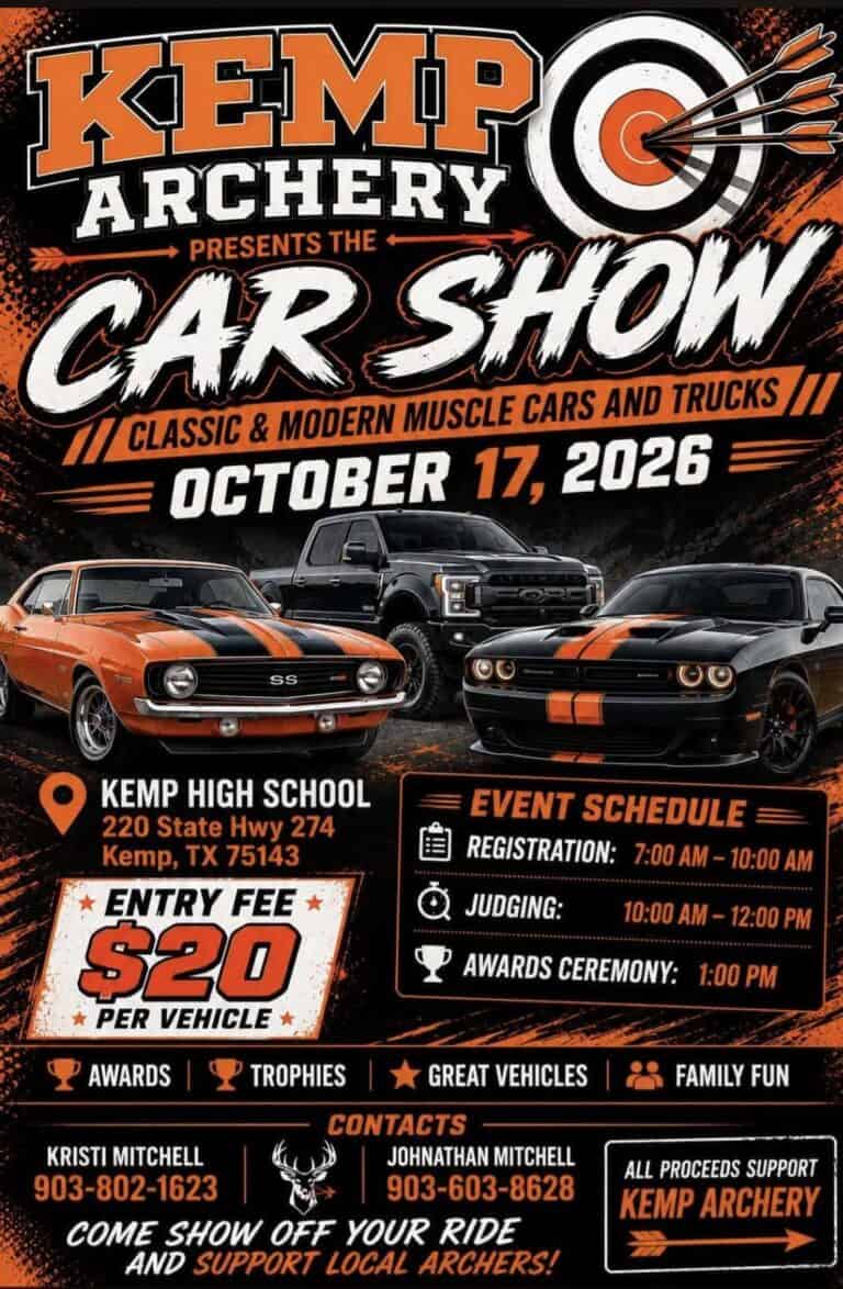 Kemp Archery Car Show car show in Kemp, TX