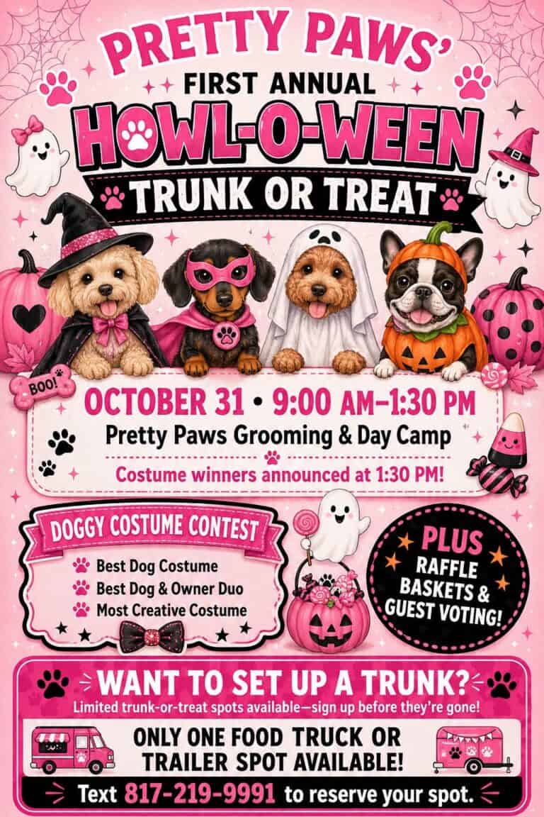 Pretty Paws’ First Annual Howl-O-Ween Trunk or Treat car show in Granbury, TX