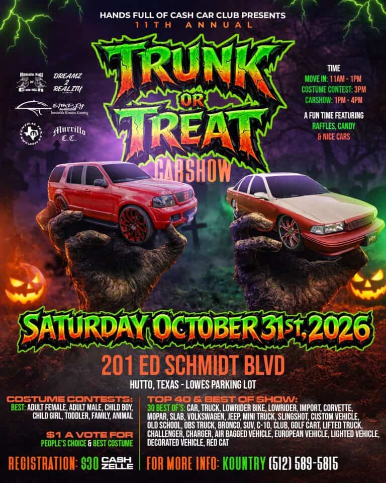 11th Annual Trunk or Treat Car Show by Hands Full of Cash Car Club car show in Hutto, TX