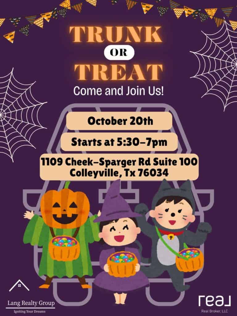 Trunk or Treat at Lang Realty Group car show in Colleyville, TX