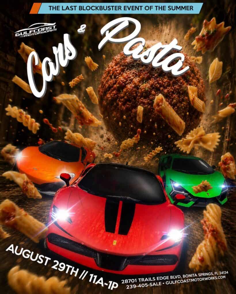 Gulf Coast Motorworks Cars and Pasta event at Gulf Coast Motorworks in Bonita Springs, FL on August 29, 2026
