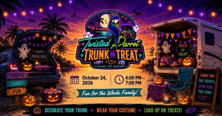 Twisted Parrot Trunk or Treat event at Twisted Parrot Luxury RV Resort in Montgomery, TX on October 24, 2026