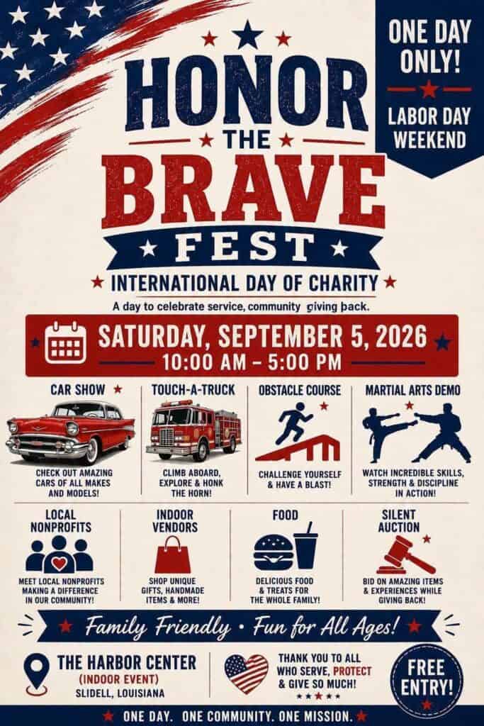 Honor the Brave Fest event at The Harbor Center in Slidell, LA on September 5, 2026
