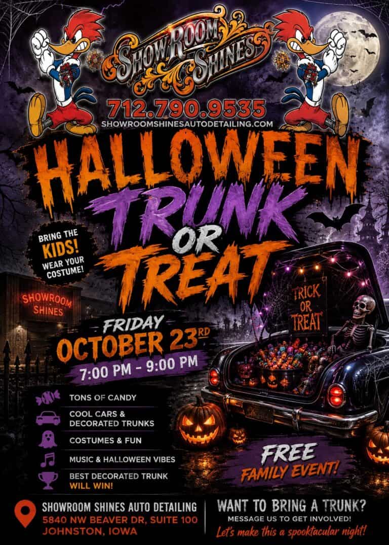 Showroom Shines Halloween Trunk or Treat car show in Johnston, IA