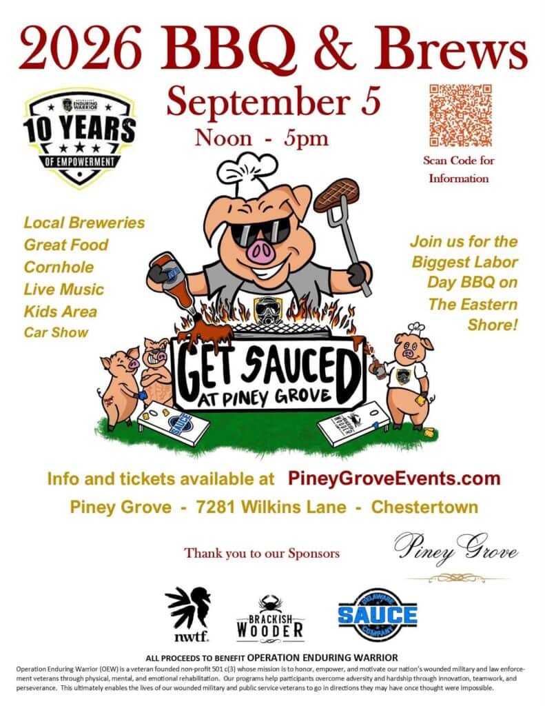 Piney Grove 2026 BBQ & Brews event at Piney Grove in Chestertown, MD on September 5, 2026