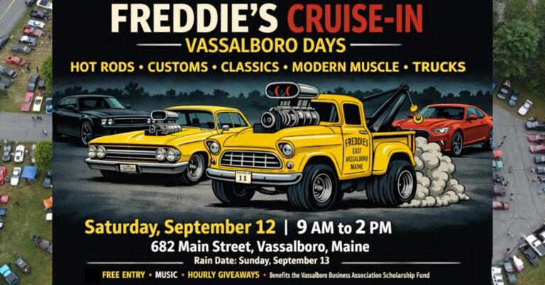 11th Annual Freddie’s Cruise-In car show in Vassalboro, ME
