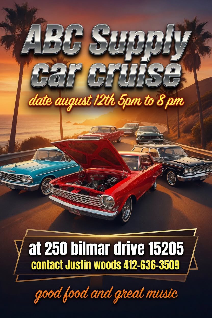ABC Supply Car Cruise event at 250 Bilmar Drive in Pittsburgh, PA on August 12, 2026