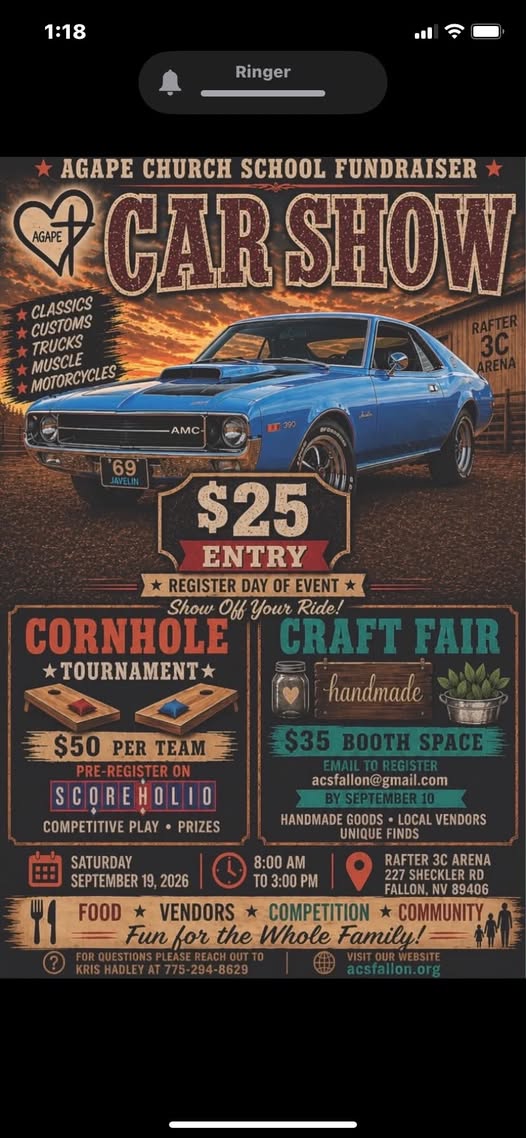 Agape Church School Fundraiser Car Show car show in Fallon, NV