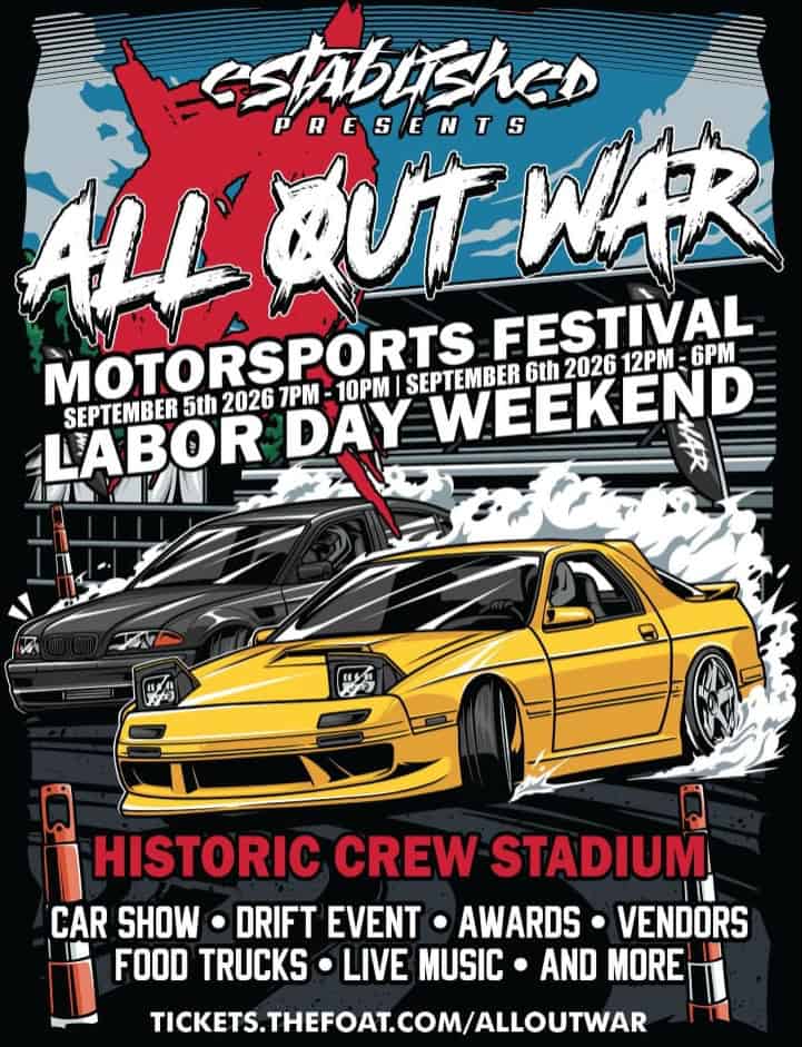 All Out War Motorsports Festival event at Historic Crew Stadium in Columbus, OH on September 5, 2026