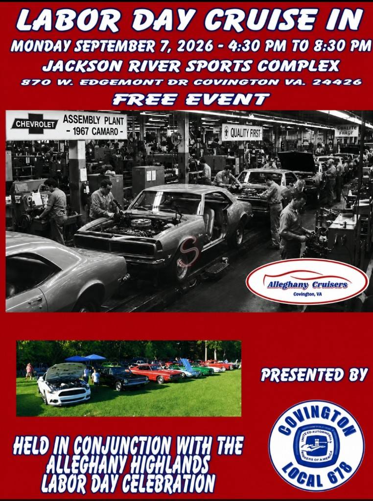 Alleghany Highlands Labor Day Cruise in event at Jackson River Sports Complex in Covington, VA on September 7, 2026