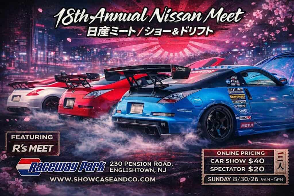 18th Annual Nissan Meet event at 230 Pension Road in Englishtown, NJ on August 30, 2026
