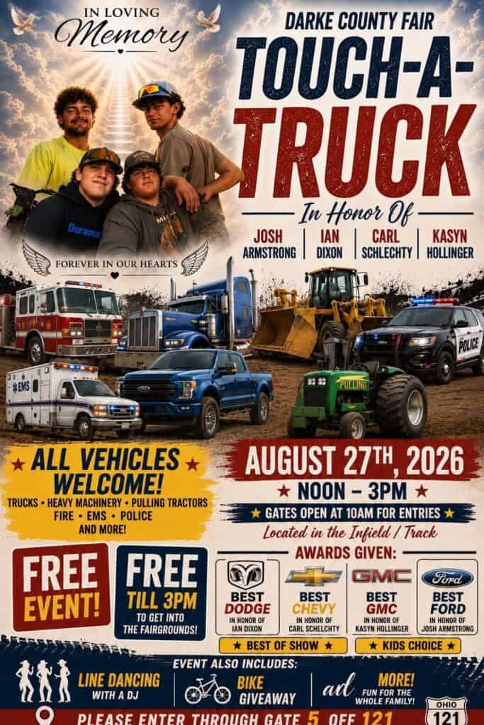 Darke County Fair Touch-A-Truck event at Darke County Fairgrounds in Greenville, OH on August 27, 2026