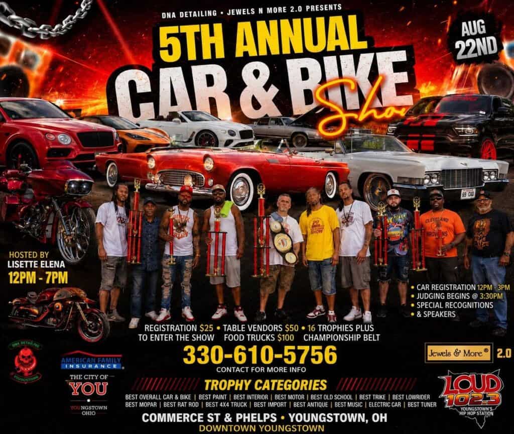 DNA Professional Detailing LLC 5th Annual Car & Bike Show event at Downtown Youngstown in Youngstown, OH on August 22, 2026