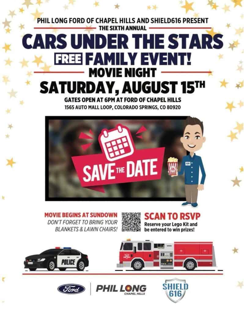 Cars Under the Stars event at Phil Long Ford of Chapel Hills in Colorado Springs, CO on August 15, 2026