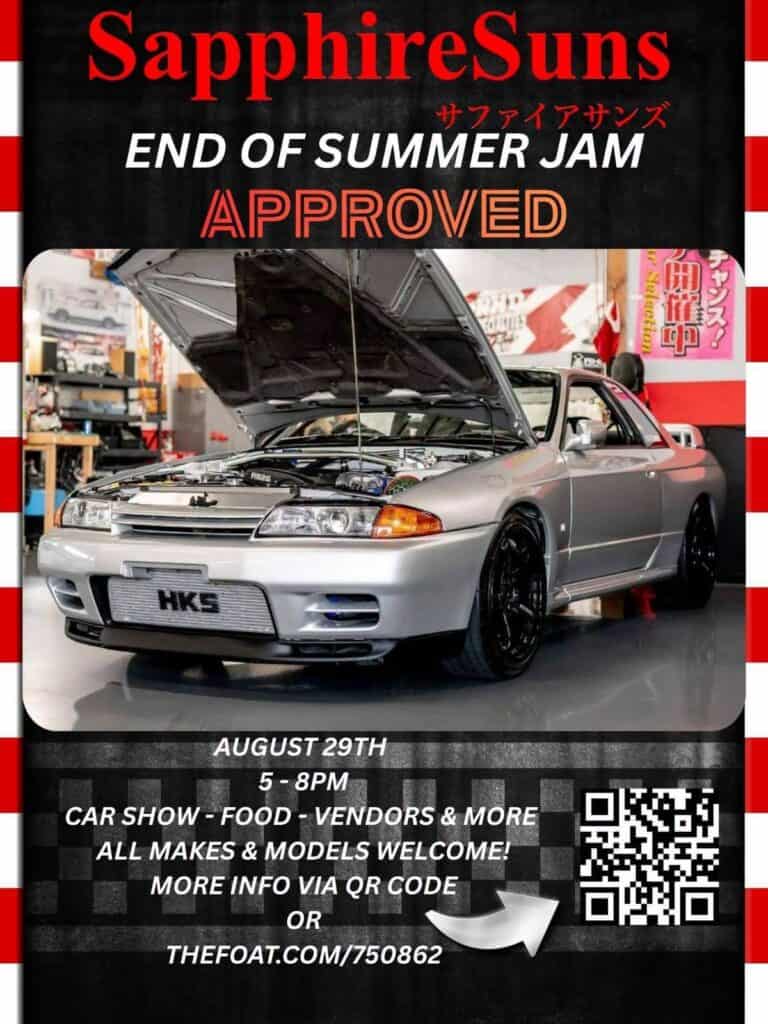 Sapphire Suns End of Summer Jam event at Griot's Garage in Tacoma, WA on August 29, 2026