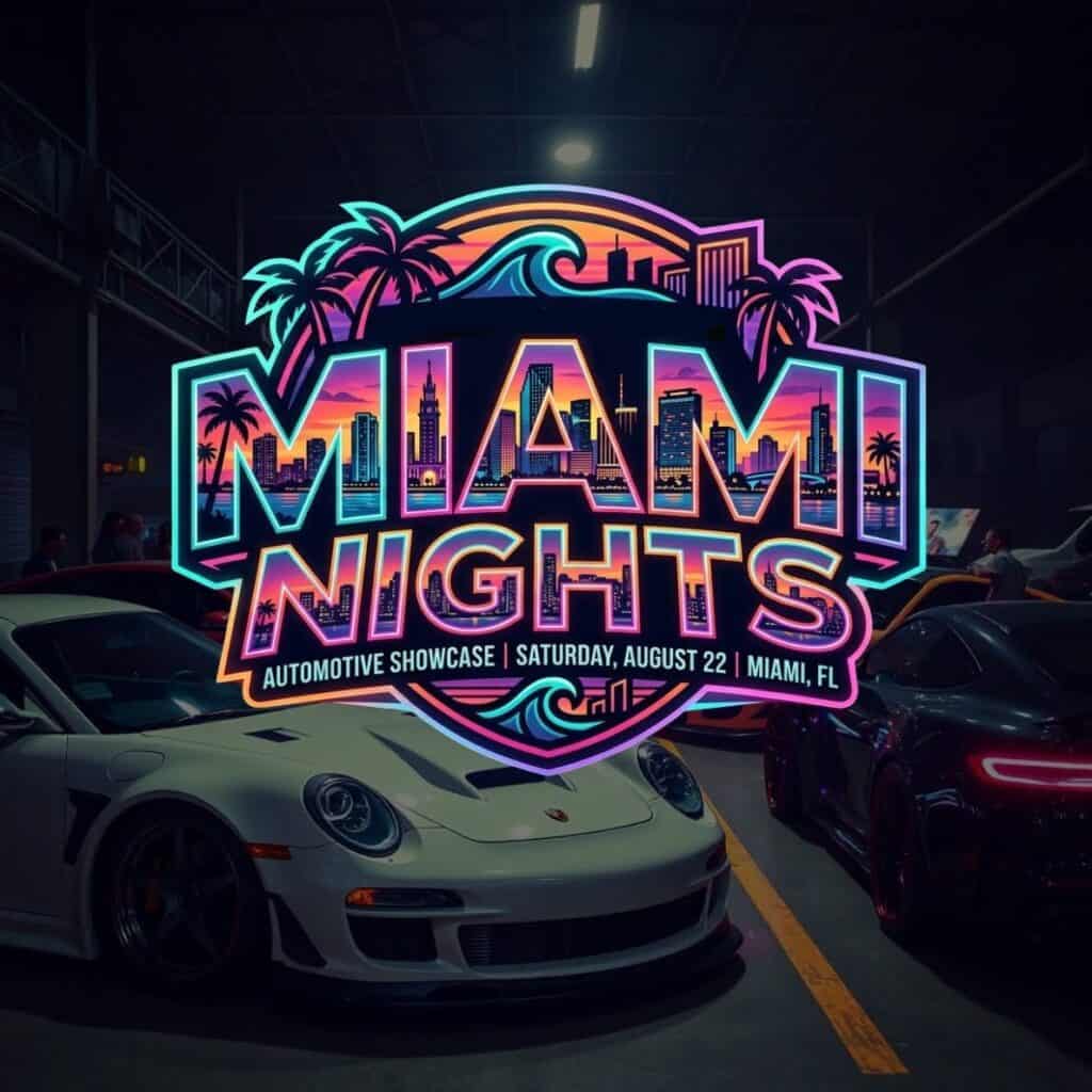 Miami Nights Automotive Showcase event at 50 NE 75th St in Miami, FL on August 22, 2026
