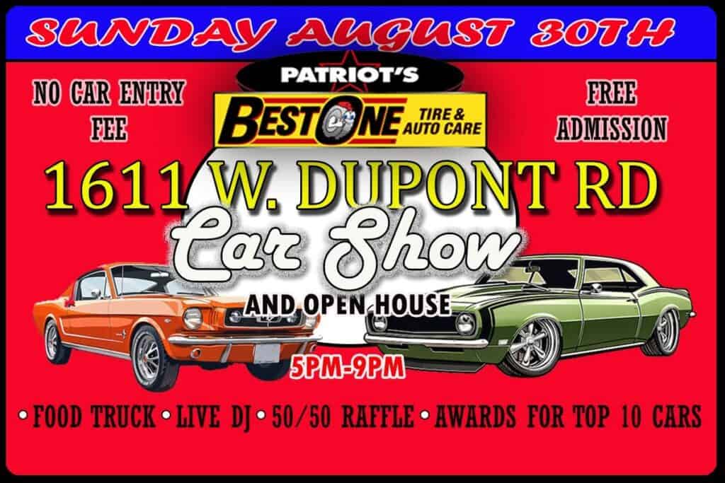 Patriot's Best One Tire & Auto Care Car Show event at Patriot's Best One Tire & Auto Care in Fort Wayne, IN on August 30, 2026