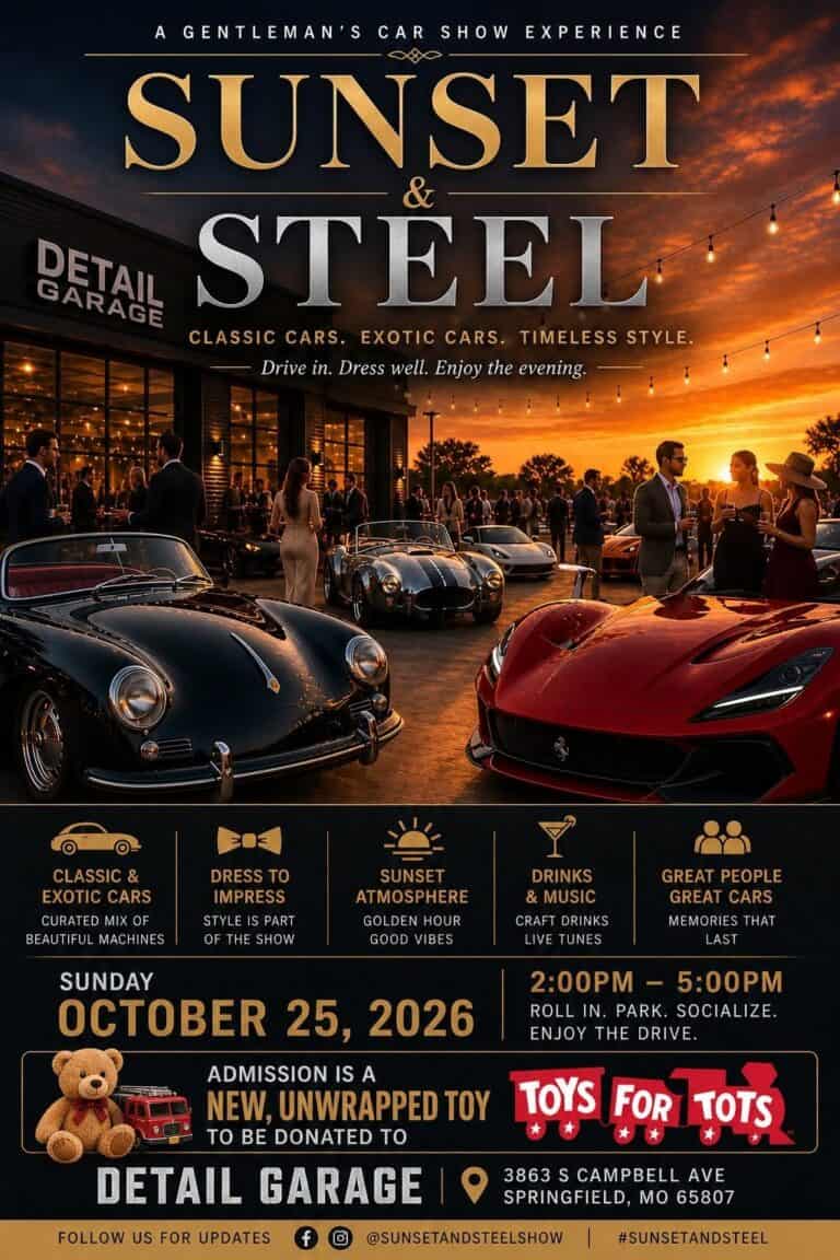 Sunset & Steel car show in Springfield, MO
